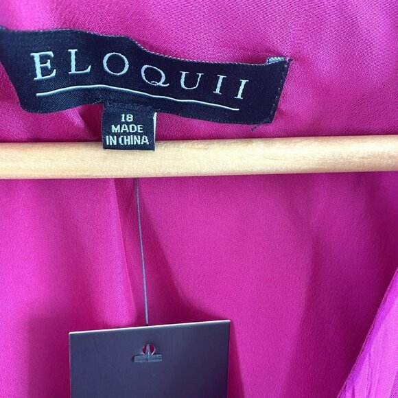ELOQUII Dress Womens Plus Size 18 Surplice Pleated Long Sleeve Midi Pink NWT - Picture 3 of 5